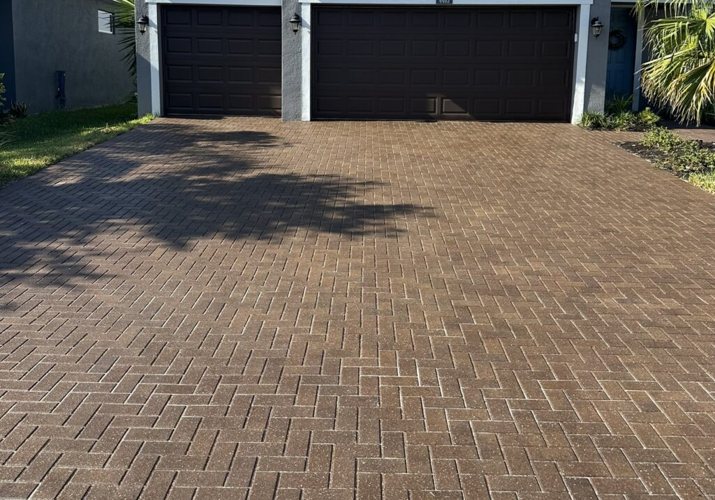 Herringbone Paver Driveway Sealed